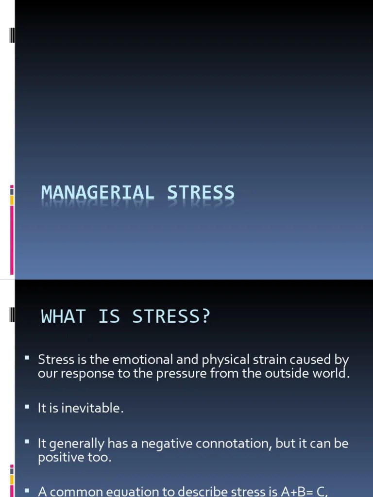 Managerial Stress | PDF | Occupational Stress | Stress (Biology)