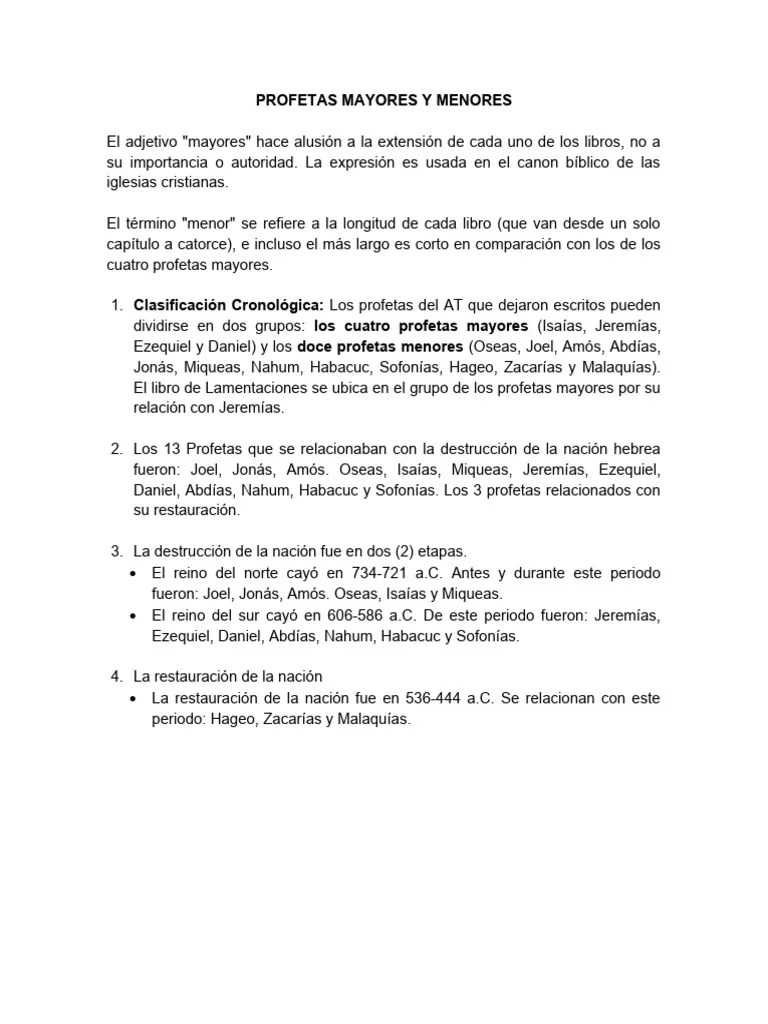 Profetas Mayores Y Menores | PDF
