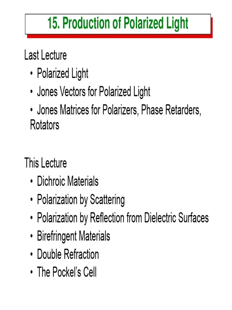 15-Production Of Polarized Light | PDF | Polarization (Waves ...