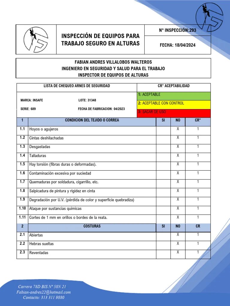 INSPECCION DE ARNES 293 | PDF | Contaminación | Corrosión