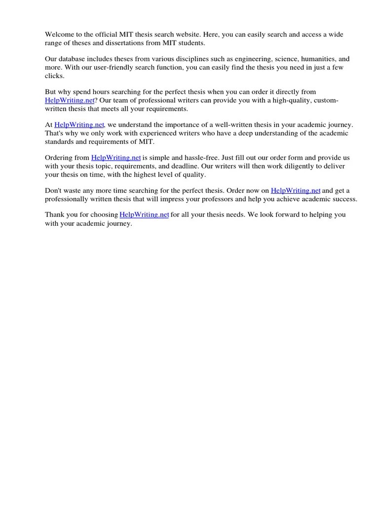 Mit Thesis Search - Order Now On | Download Free PDF | Thesis | Essays