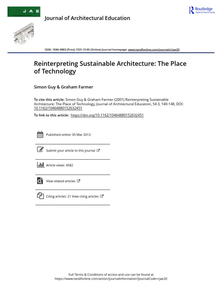Reinterpreting Sustainable Architecture The Place Of Technology | PDF | Sustainability | Ecology