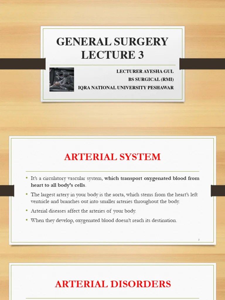 Lecture 3 General Surgery | PDF | Artery | Thrombosis