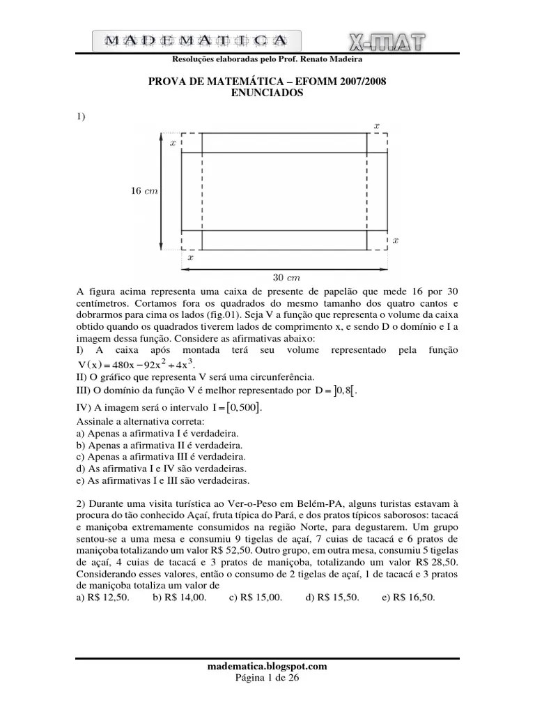 PROVA DE MATEMÁTICA EFOMM 2007-2008 RESOLVIDA | PDF | Triângulo ...