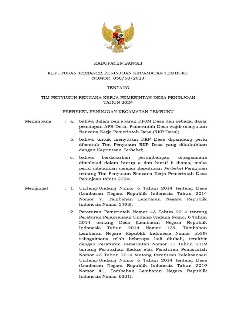 Sk. Tim Penyusun RKP Desa 2024 | PDF