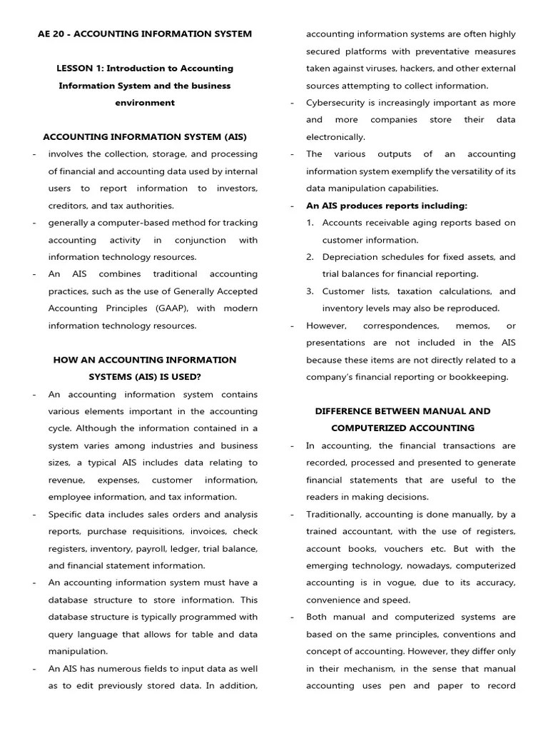 AIS | PDF | Bookkeeping | Audit