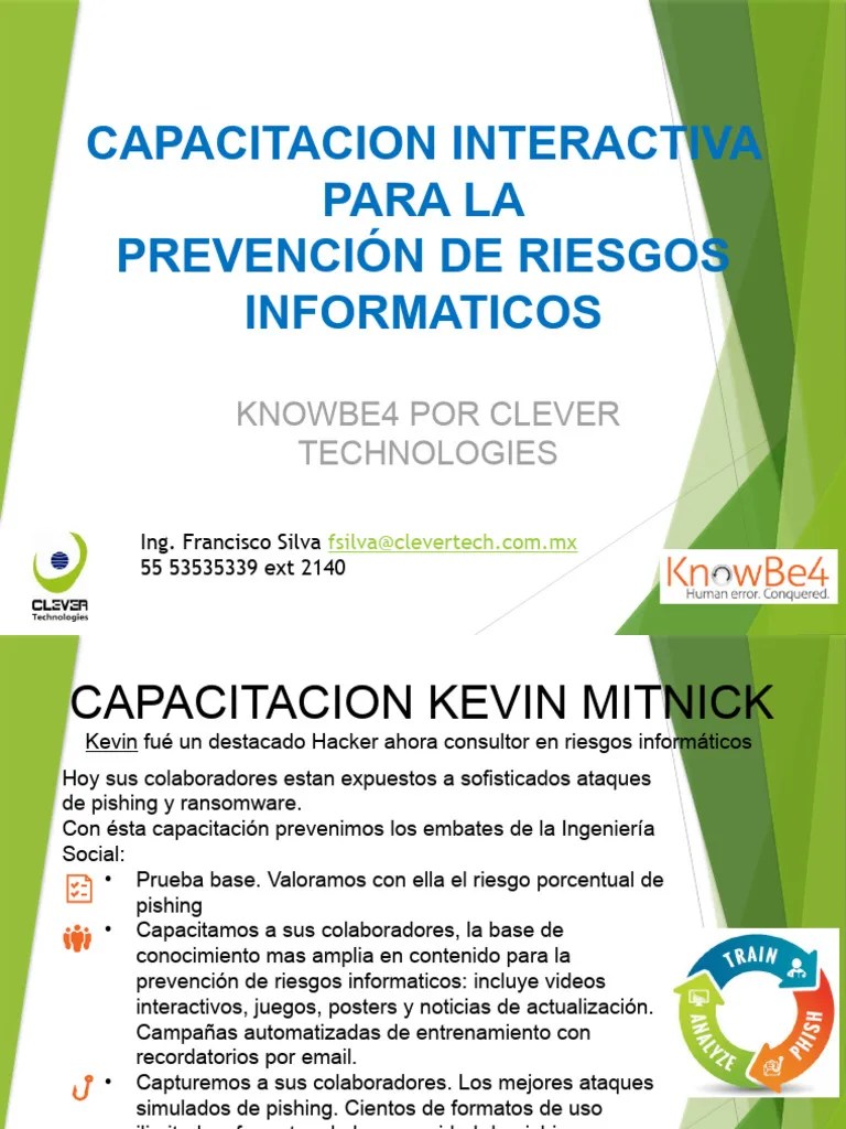 Presentacion Prevencion Riesgos Ciberneticos Clevertech Knowbe4 | PDF | Suplantación De ...