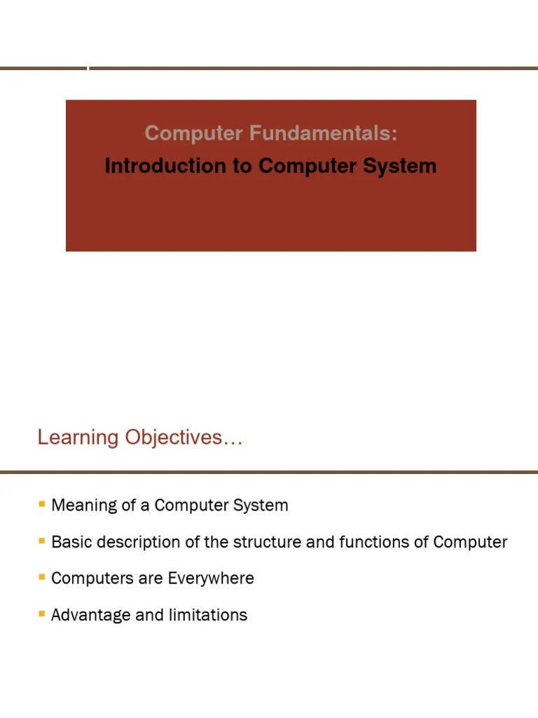 1.Introduction To Computer System | PDF | Computer Hardware | Input/Output