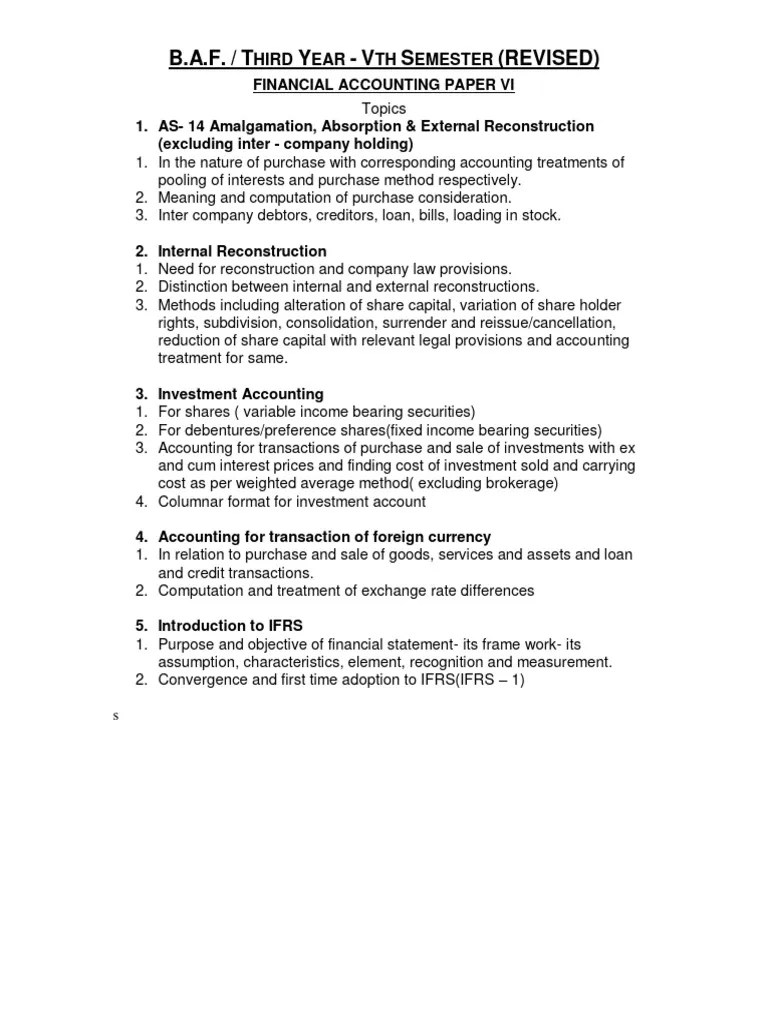 TYBAF Sem 5 Syllabus | PDF | Investing | Securities (Finance)