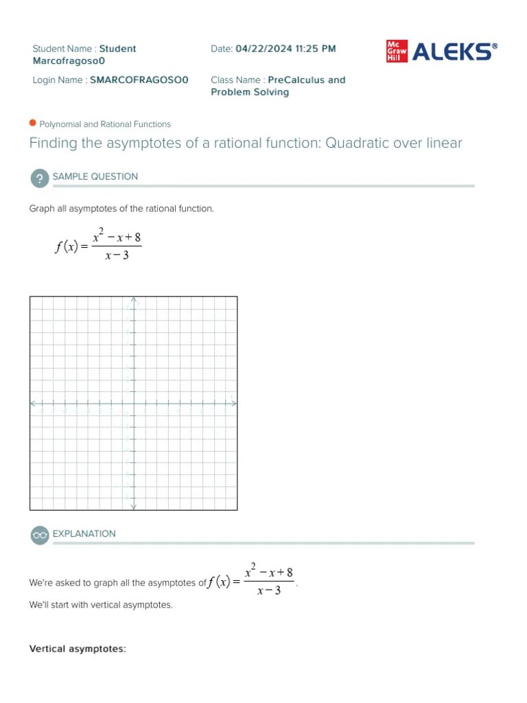 27 - Polynomial And Rational Functions - Finding The Asymptotes Of A ...
