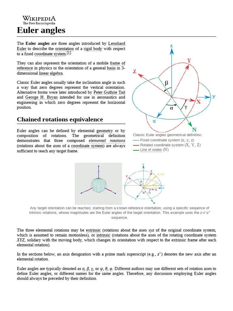 Euler Angles | PDF | Rotation | Mechanics