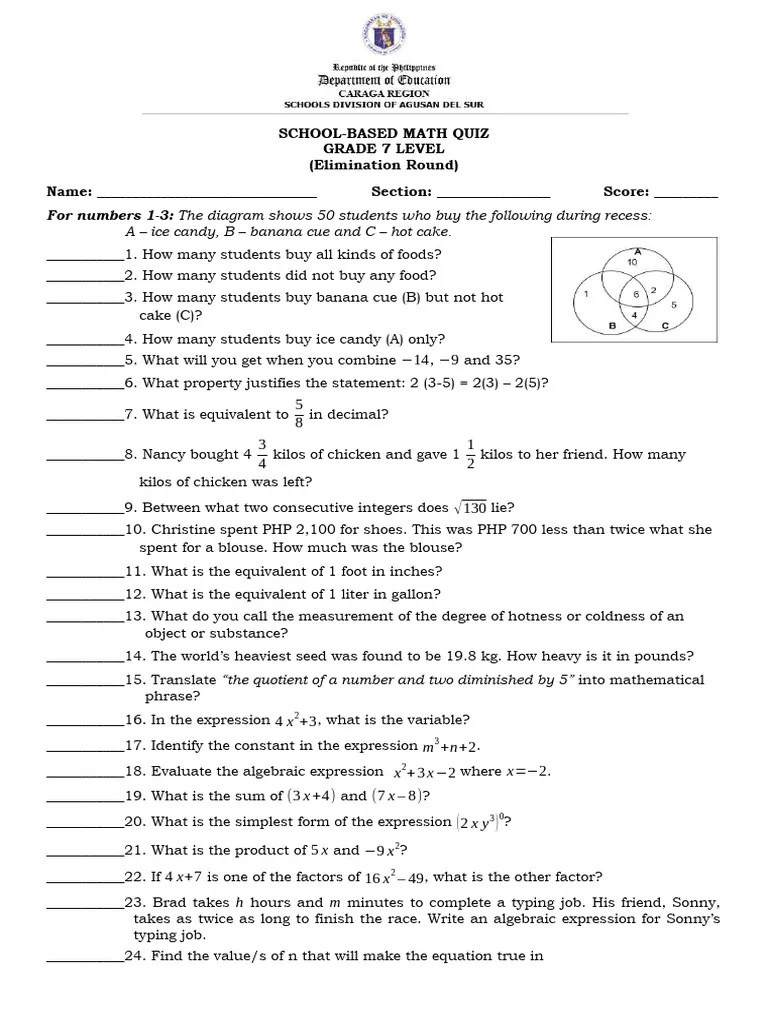 Grade-7 | PDF | Elementary Mathematics | Mathematics