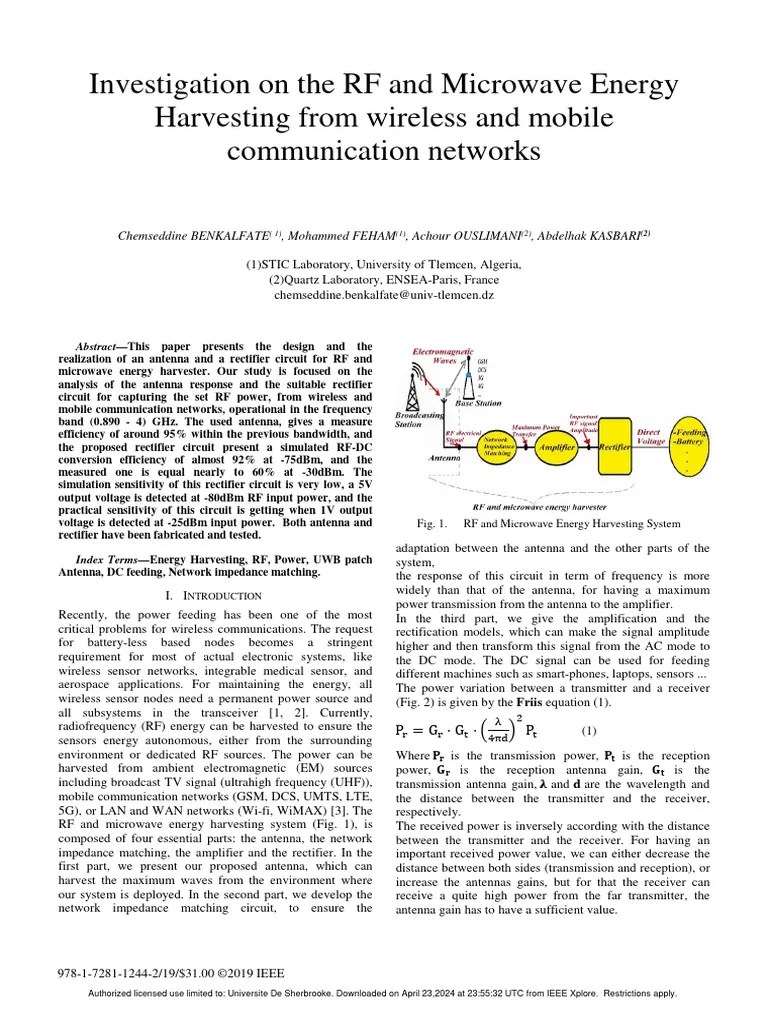 Investigation On The RF And Microwave Energy Harvesting From Wireless ...