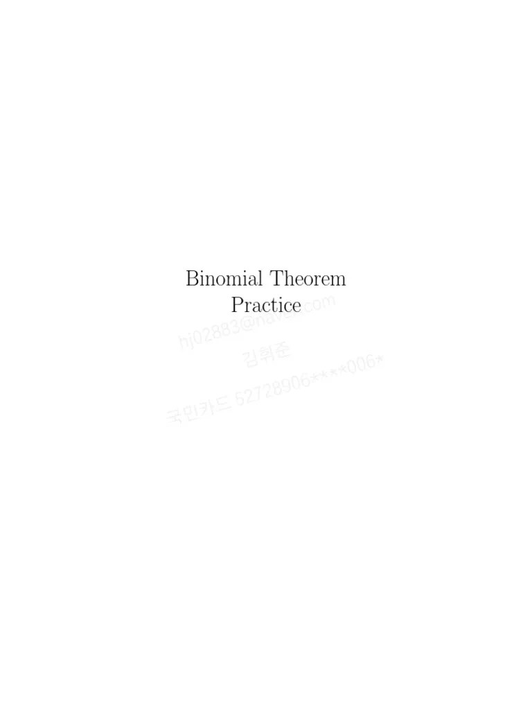 Topic 1. Binomial Theorem | PDF | Equations | Quadratic Equation