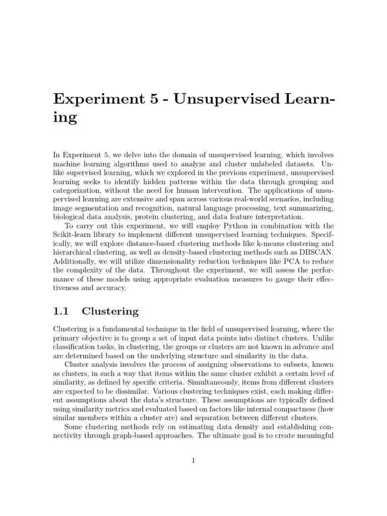 Exp5 - Unsupervised Learning | PDF | Cluster Analysis | Statistical ...