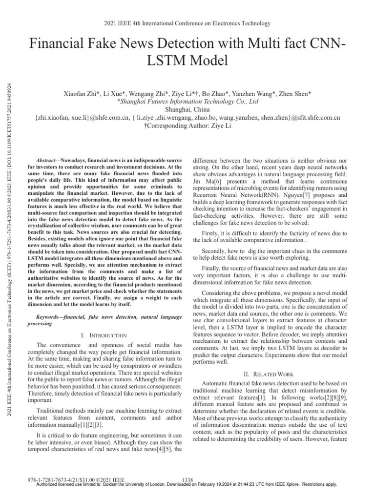 Financial Fake News Detection With Multi Fact CNN-LSTM Model | PDF ...