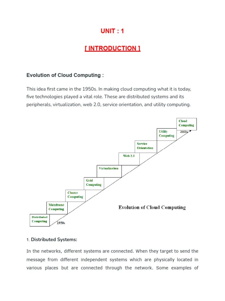 Cloud Computing Notes (UNIT - 01) | PDF | Cloud Computing | Computing