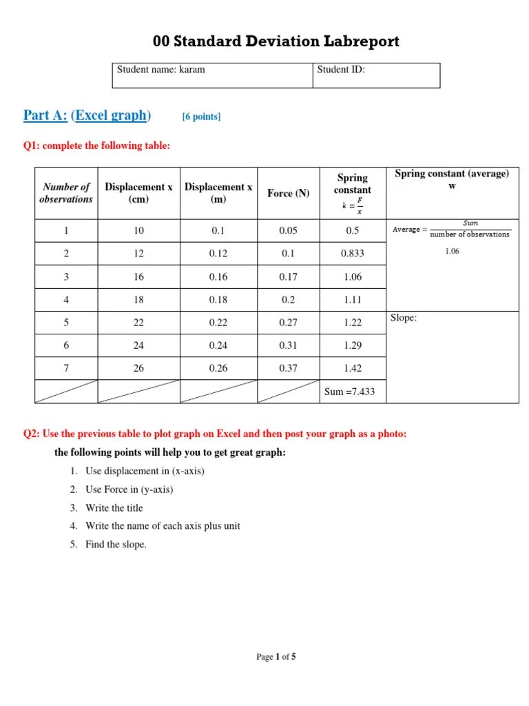 01 Standard Deviation Labreport | PDF | Standard Deviation ...