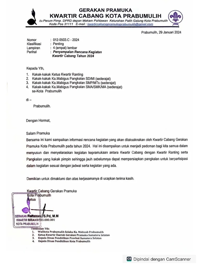 Surat Rencana Kegiatan 2024 & Jadwal Rencana Kegiatan 2024 | PDF