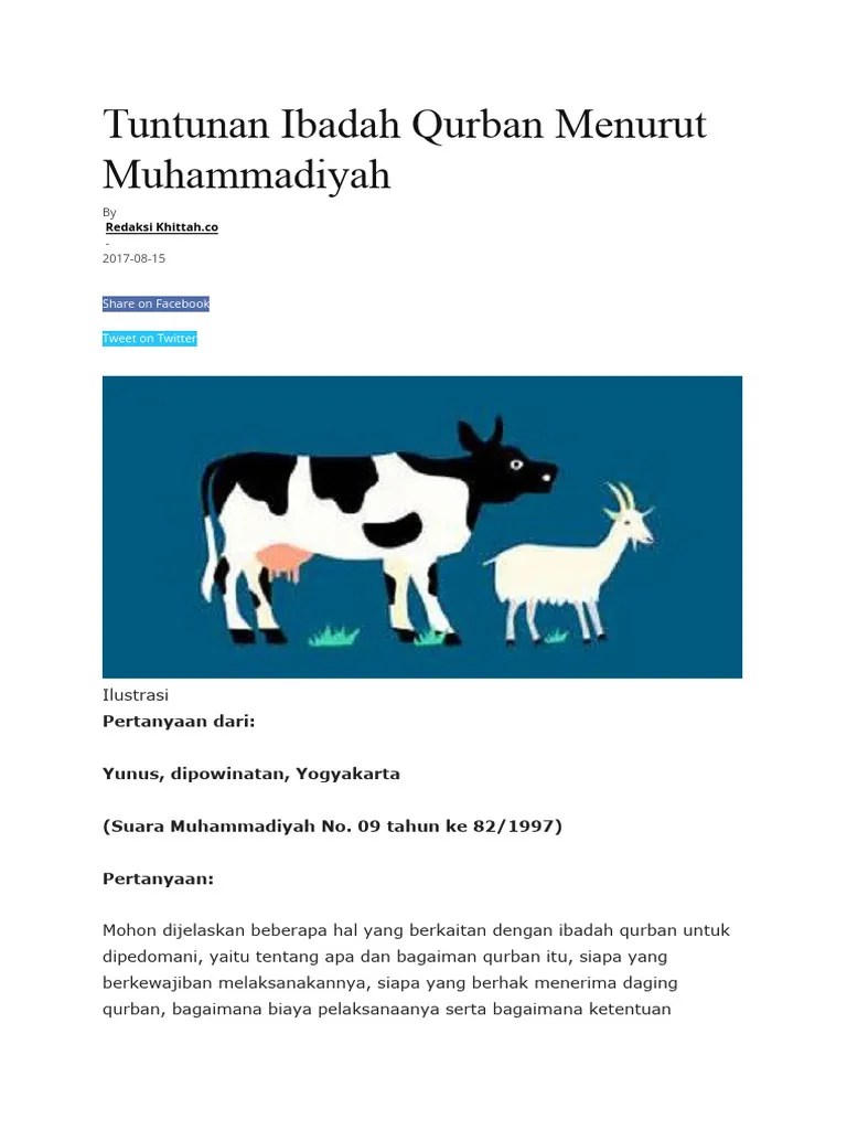 Tuntunan Ibadah Qurban Menurut Muhammadiyah | PDF