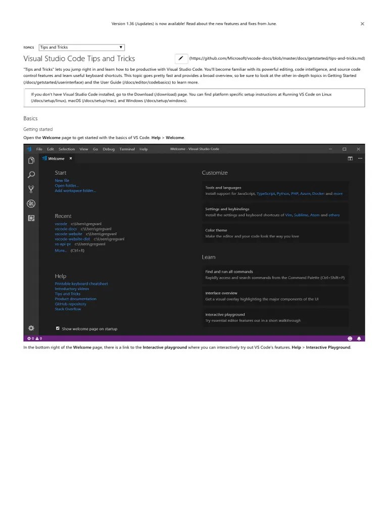 Visual Studio Code Tips And Tricks | PDF | Keyboard Shortcut | Computer File
