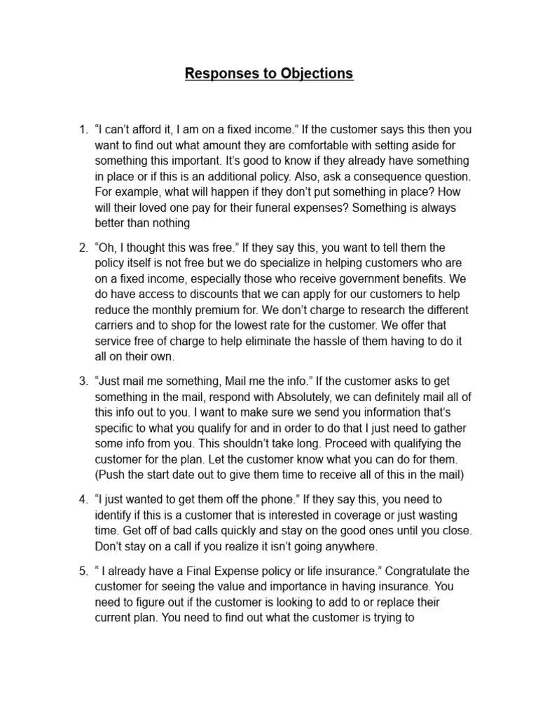 Janisa Objections & Rebuttals | PDF | Insurance