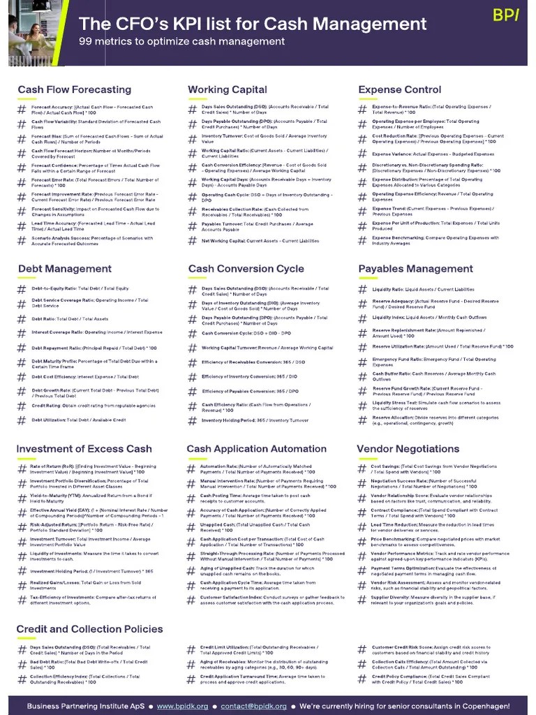 99 KPIs For CFOs To Manage Cash Management | PDF