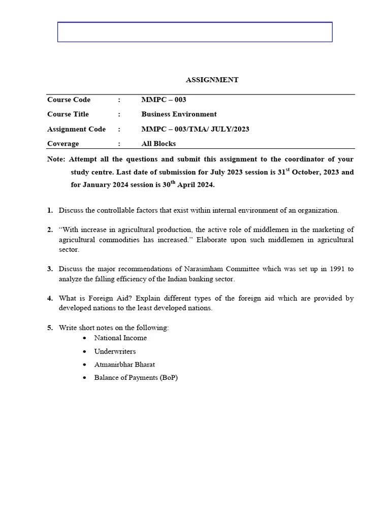 MMPC 003 23-24 @assignment - Solved - IGNOU | PDF | Measures Of National Income And Output | Aids