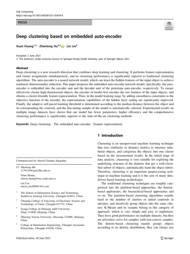 Deep Clustering Based On Embedded Auto Encoder | Download Free PDF ...
