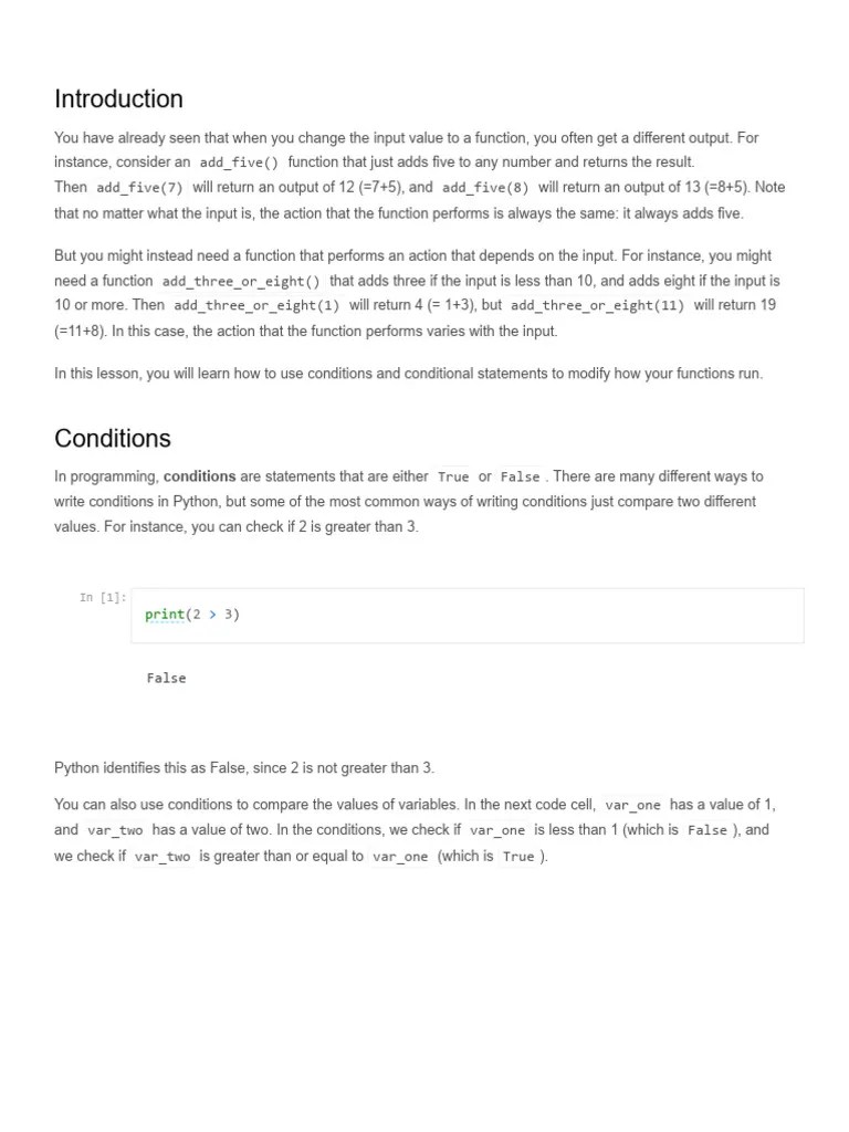 4-Conditions And Conditional Statements | Download Free PDF | Function ...