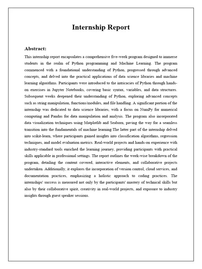 Machine Learning Internship Report | Download Free PDF | Machine Learning | Data Science