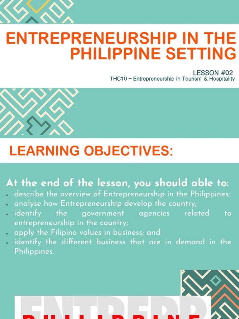 LESSON 02 - Entrepreneurship In The Philippine Setting | PDF | Business ...