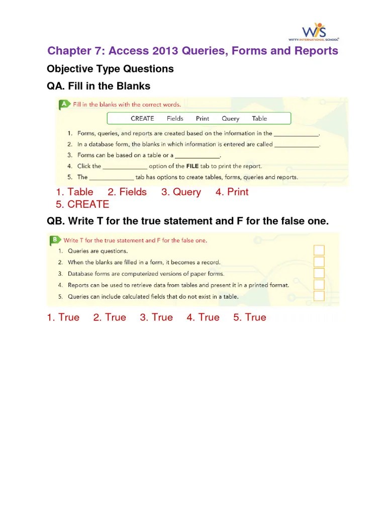 Access - Queries-Forms And Reports | PDF | Graphical User Interfaces ...