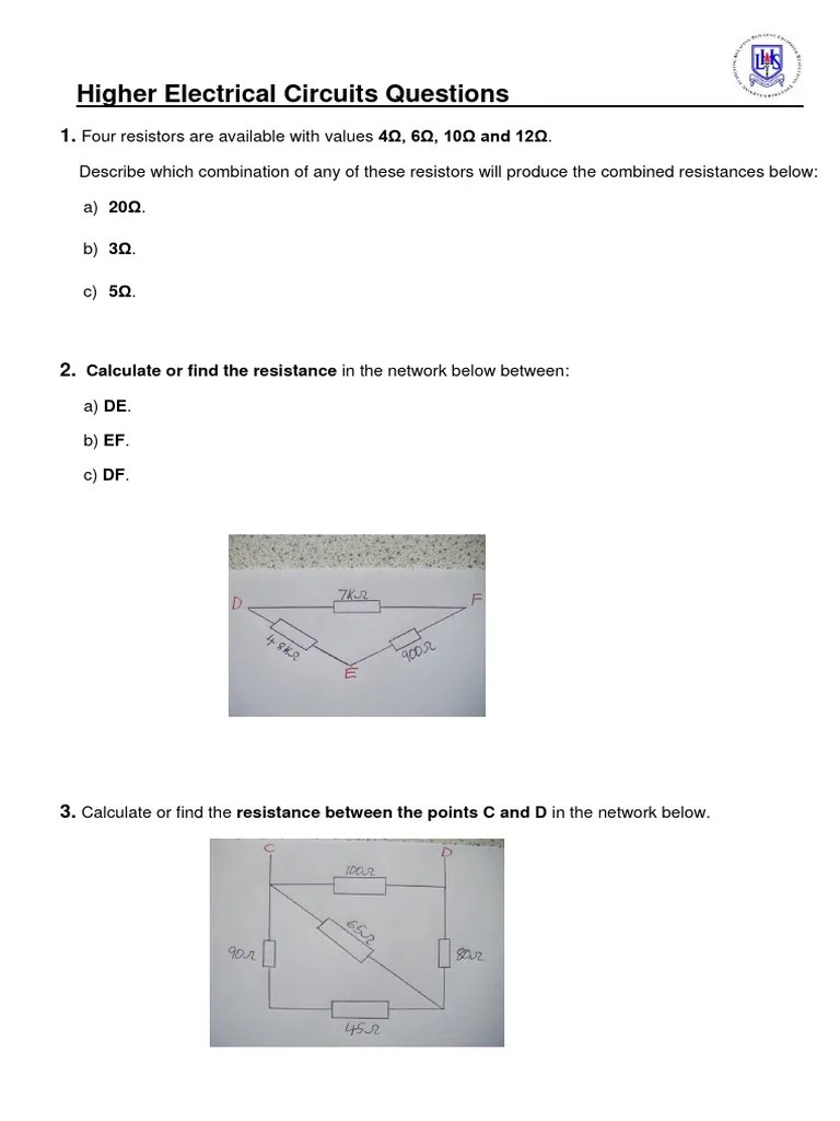 (25366) 2. H Electrical Circuits Questions | PDF | Electrical Resistance And Conductance | Resistor