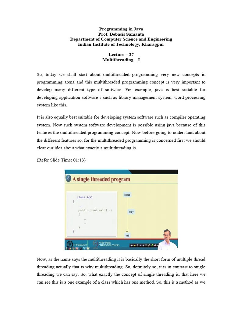 Lec 27 | PDF | Process (Computing) | Thread (Computing)