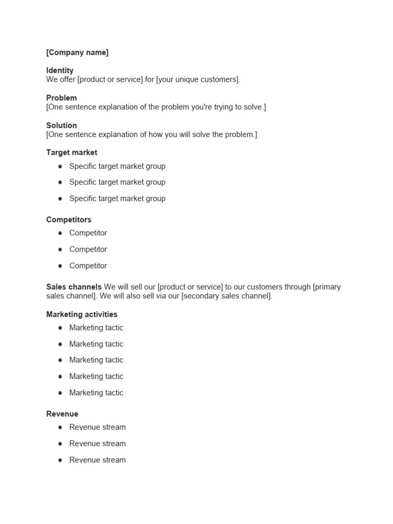 Lean Business Plan Template | PDF