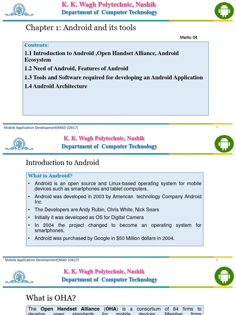 Chapter 1 - Android And Its Tools | PDF | Android (Operating System) | Application Software