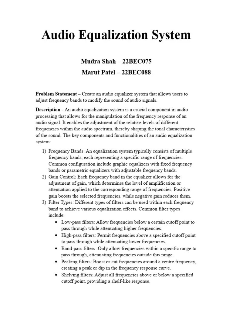 Audio Equalization | PDF | Equalization (Audio) | Electrical Engineering
