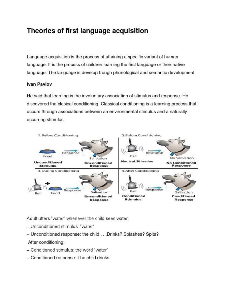 Theories Of First Language Acquisition | PDF | Language Acquisition | Classical Conditioning
