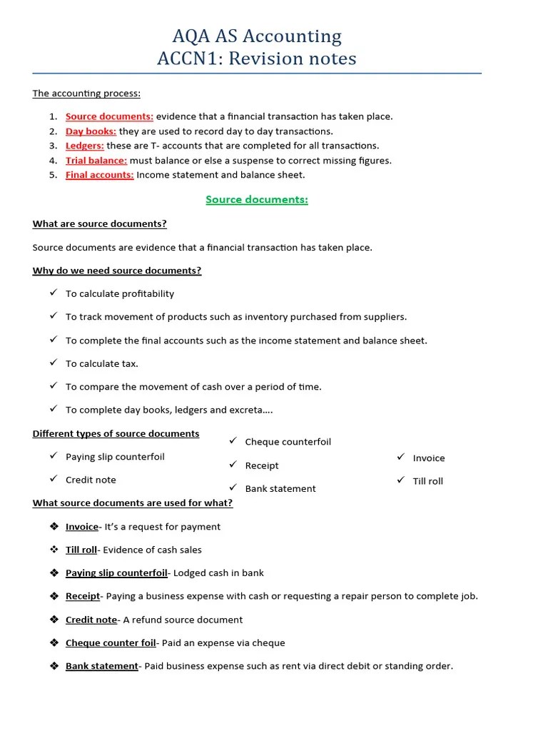 Accounting Revision | PDF | Debits And Credits | Expense