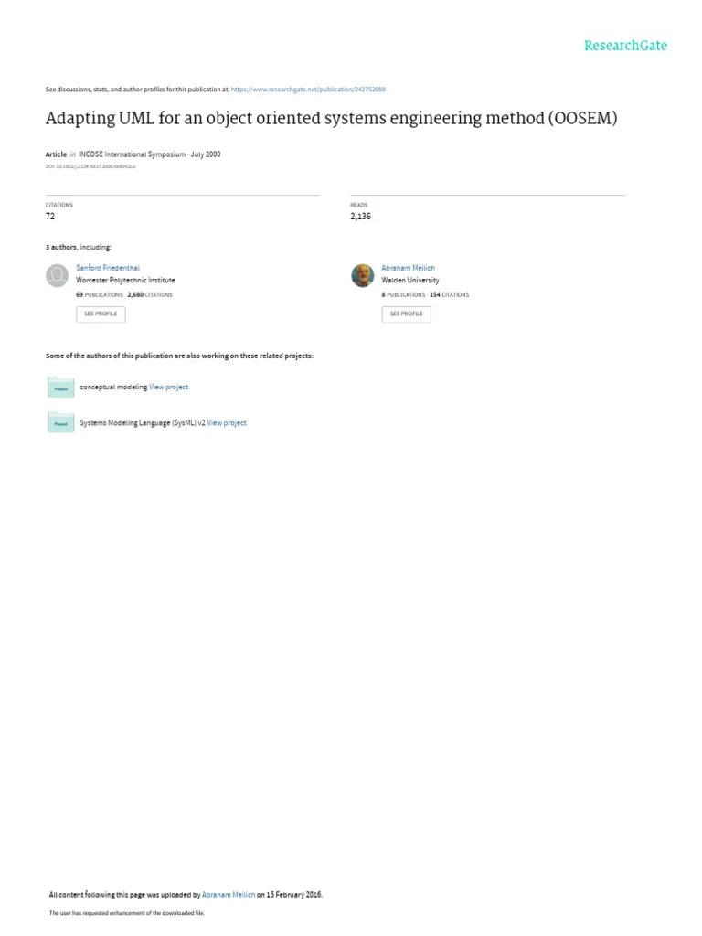 Adapting UML For An Object Oriented Systems Engine | PDF | System ...