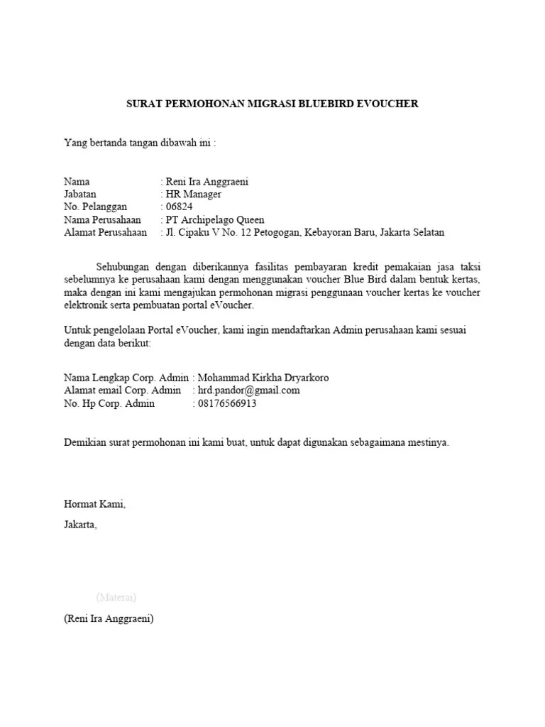 Surat Migrasi E-Voucher | PDF