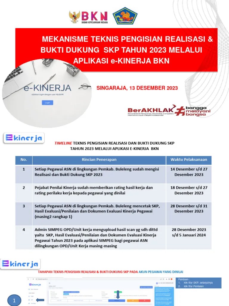 Materi Pengisian Realisasi & Bukti Dukung Skp E-kinerja | PDF