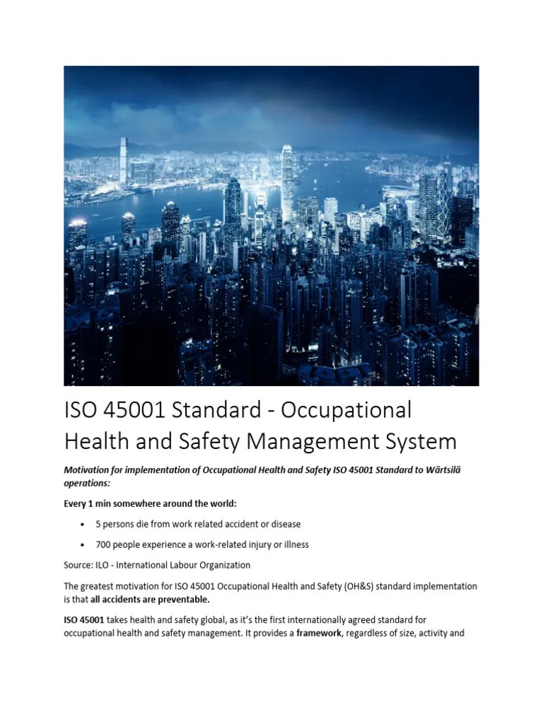 ISO 45001 Standard - Occupational Health And Safety Management System ...