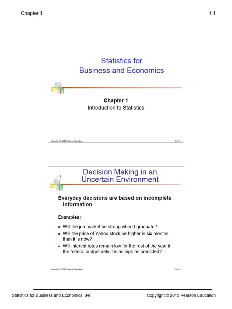 CHAP 1 Statistics In Business | Download Free PDF | Statistics | Arithmetic Mean