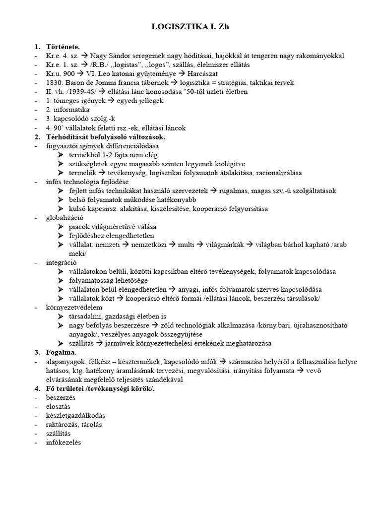 LOGISZTIKA I.Zh | PDF