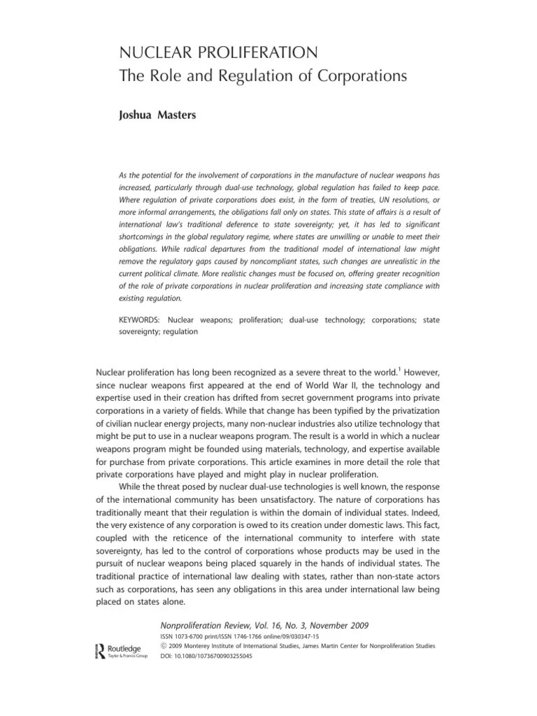Readings No 19 Nuclear Proliferation And Security | Download Free PDF | Nuclear Proliferation ...