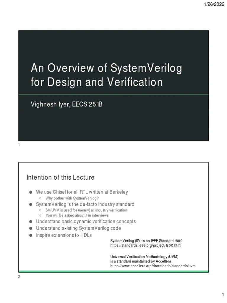 Lecture 4 - SystemVerilog-2up | PDF | Computing | Computer Engineering