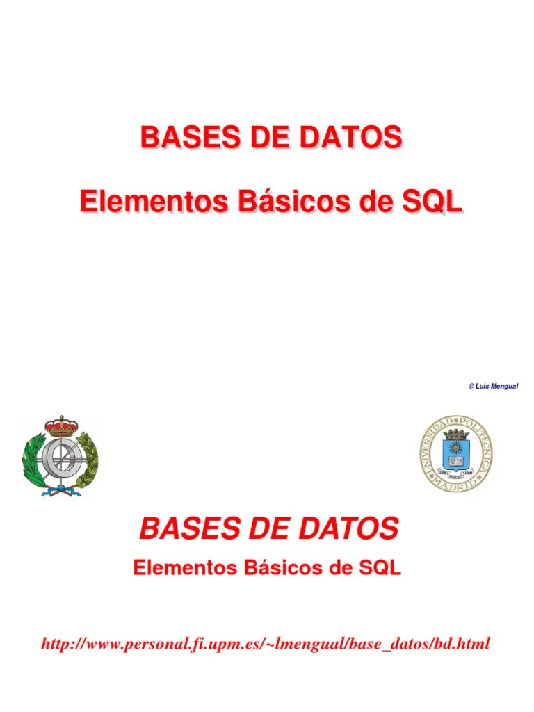 Bases De Datos Elementos Básicos De SQL: © Luis Mengual | PDF | SQL ...
