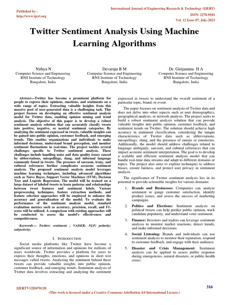 Twitter Sentiment Analysis Using Machine Learning Algorithms ...